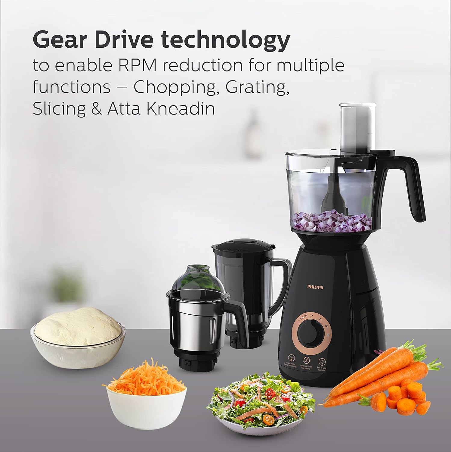 PHILIPS Mixer Grinder  Food Processor 3-in-1 750 Watt Mixer Grinder for home Juicer Food Processor 4 Jar HL7707/01